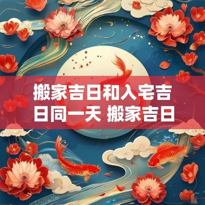 搬家吉日和入宅吉日同一天 搬家吉日和入宅吉日时辰