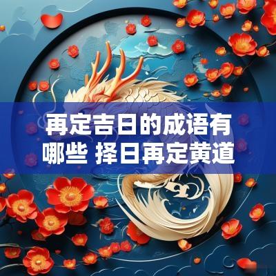 再定吉日的成语有哪些 择日再定黄道吉日