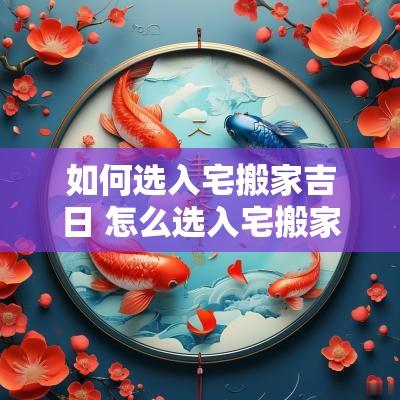 如何选入宅搬家吉日 怎么选入宅搬家的吉日