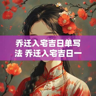 乔迁入宅吉日单写法 乔迁入宅吉日一览表