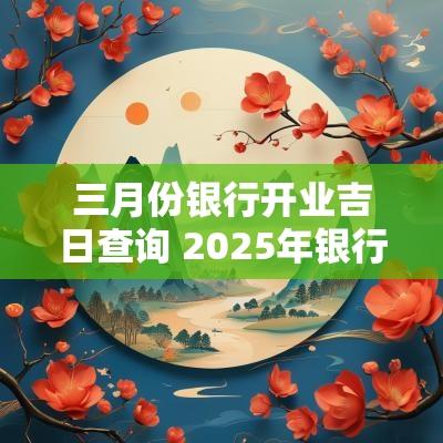 三月份银行开业吉日查询 2025年银行开户黄历吉日