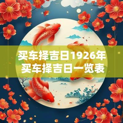 买车择吉日1926年 买车择吉日一览表最全