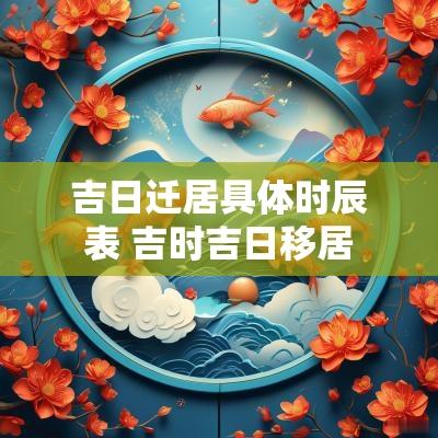 吉日迁居具体时辰表 吉时吉日移居