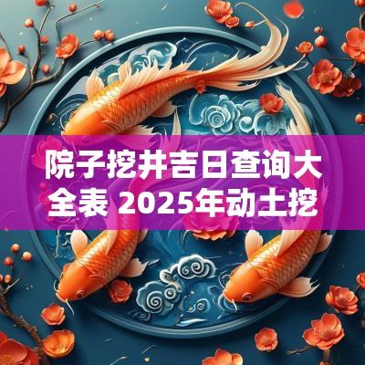 院子挖井吉日查询大全表 2025年动土挖井吉日