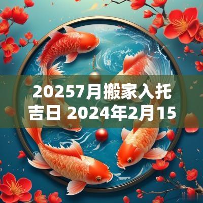 20257月搬家入托吉日 2025年2月15日搬家入宅黄道吉日