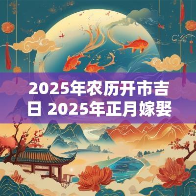 2025年农历开市吉日 2025年正月嫁娶吉日
