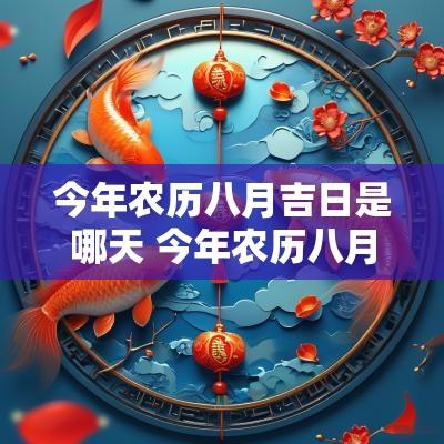 今年农历八月吉日是哪天 今年农历八月安床吉日