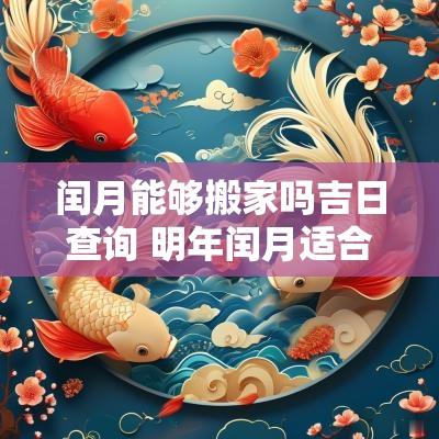 闰月能够搬家吗吉日查询 明年闰月适合搬家吗