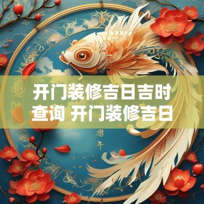 开门装修吉日吉时查询 开门装修吉日吉时查询大全