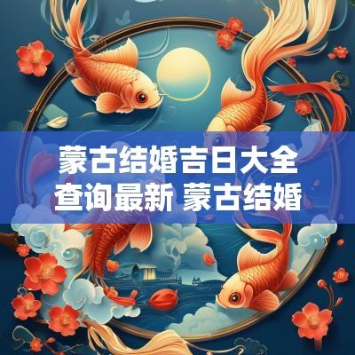 蒙古结婚吉日大全查询最新 蒙古结婚服饰