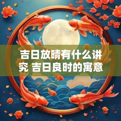 吉日放晴有什么讲究 吉日良时的寓意