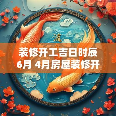 装修开工吉日时辰6月 4月房屋装修开工吉日