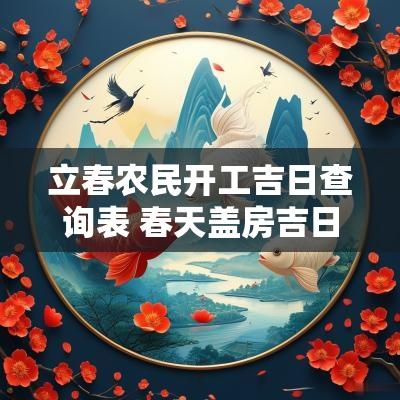 立春农民开工吉日查询表 春天盖房吉日吉时查询大全