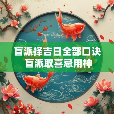 盲派择吉日全部口诀 盲派取喜忌用神