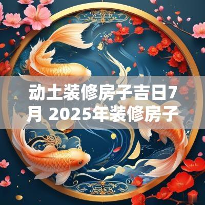 动土装修房子吉日7月 2025年装修房子动土吉日