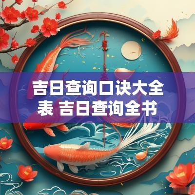 吉日查询口诀大全表 吉日查询全书
