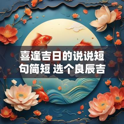 喜逢吉日的说说短句简短 选个良辰吉日朋友圈说说