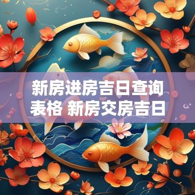 新房进房吉日查询表格 新房交房吉日查询