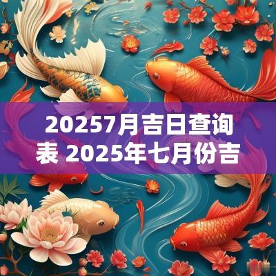 20257月吉日查询表 2025年七月份吉日