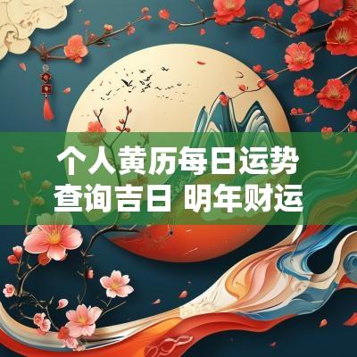 个人黄历每日运势查询吉日 明年财运运势查询吉日表