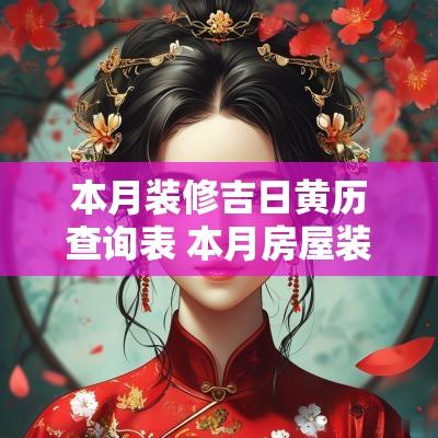 本月装修吉日黄历查询表 本月房屋装修吉日查询大全