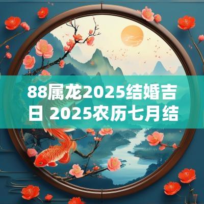 88属龙2025结婚吉日 2025农历七月结婚吉日
