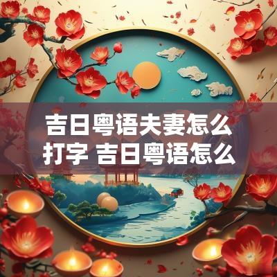 吉日粤语夫妻怎么打字 吉日粤语怎么说