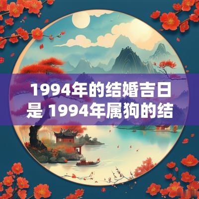 1994年的结婚吉日是 1994年属狗的结婚吉日
