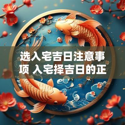 选入宅吉日注意事项 入宅择吉日的正确方法