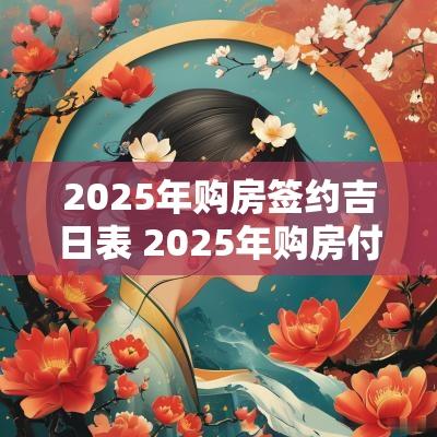 2025年购房签约吉日表 2025年购房付款吉日