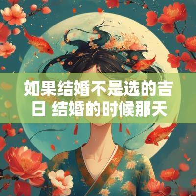 如果结婚不是选的吉日 结婚的时候那天不是吉日可以吗