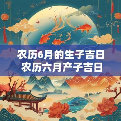 农历6月的生子吉日 农历六月产子吉日