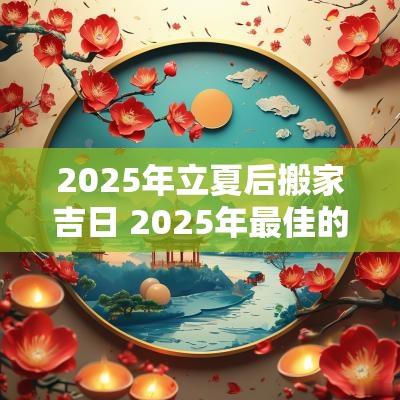 2025年立夏后搬家吉日 2025年最佳的搬家吉日一览表