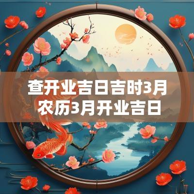查开业吉日吉时3月 农历3月开业吉日