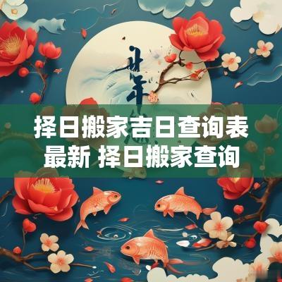 择日搬家吉日查询表最新 择日搬家查询