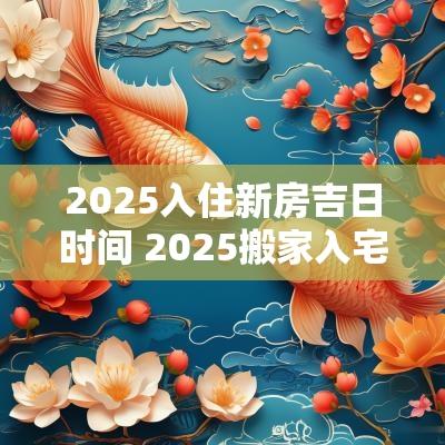 2025入住新房吉日时间 2025搬家入宅最好吉日