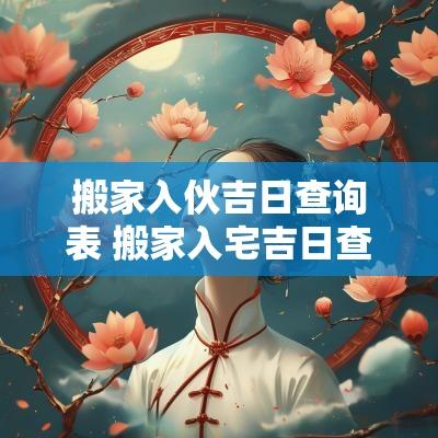 搬家入伙吉日查询表 搬家入宅吉日查询一览表最新