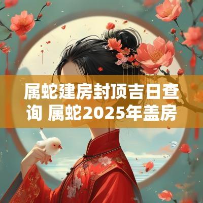 属蛇建房封顶吉日查询 属蛇2025年盖房吉日