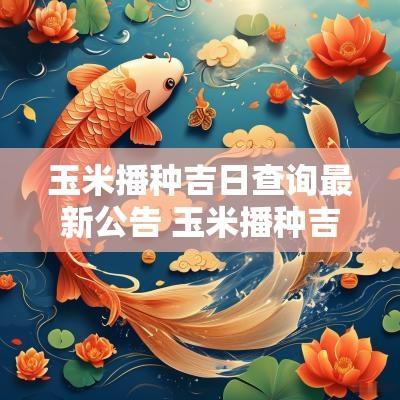 玉米播种吉日查询最新公告 玉米播种吉日查询最新