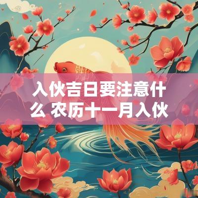 入伙吉日要注意什么 农历十一月入伙吉日
