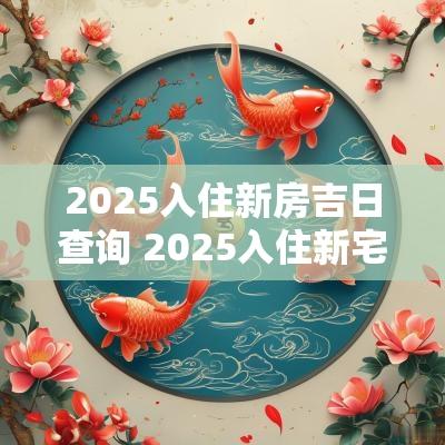 2025入住新房吉日查询 2025入住新宅吉日吉时