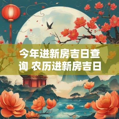 今年进新房吉日查询 农历进新房吉日查询