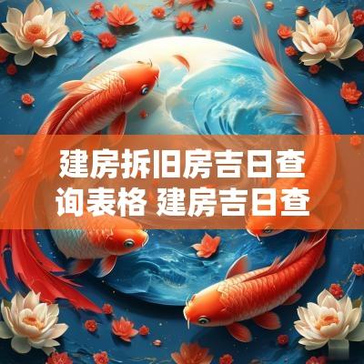 建房拆旧房吉日查询表格 建房吉日查询表