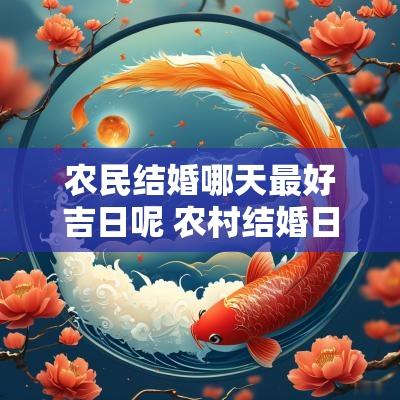 农民结婚哪天最好吉日呢 农村结婚日子一览表