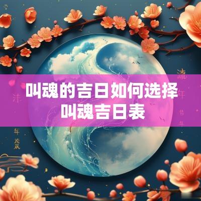 叫魂的吉日如何选择 叫魂吉日表