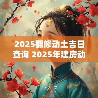 2025翻修动土吉日查询 2025年建房动土吉日