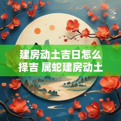 建房动土吉日怎么择吉 属蛇建房动土吉日吉时
