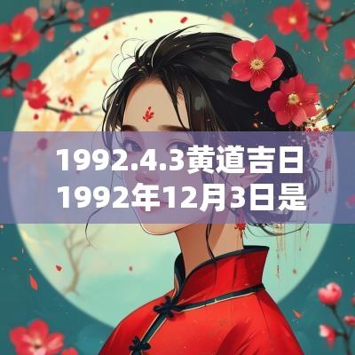 1992.4.3黄道吉日 1992年12月3日是黄道吉日吗