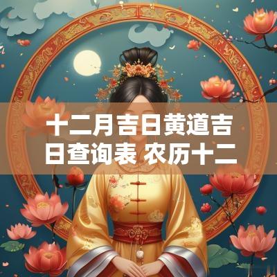 十二月吉日黄道吉日查询表 农历十二月吉日查询表