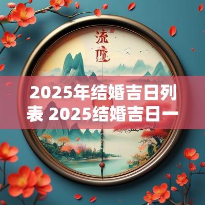 2025年结婚吉日列表 2025结婚吉日一览表